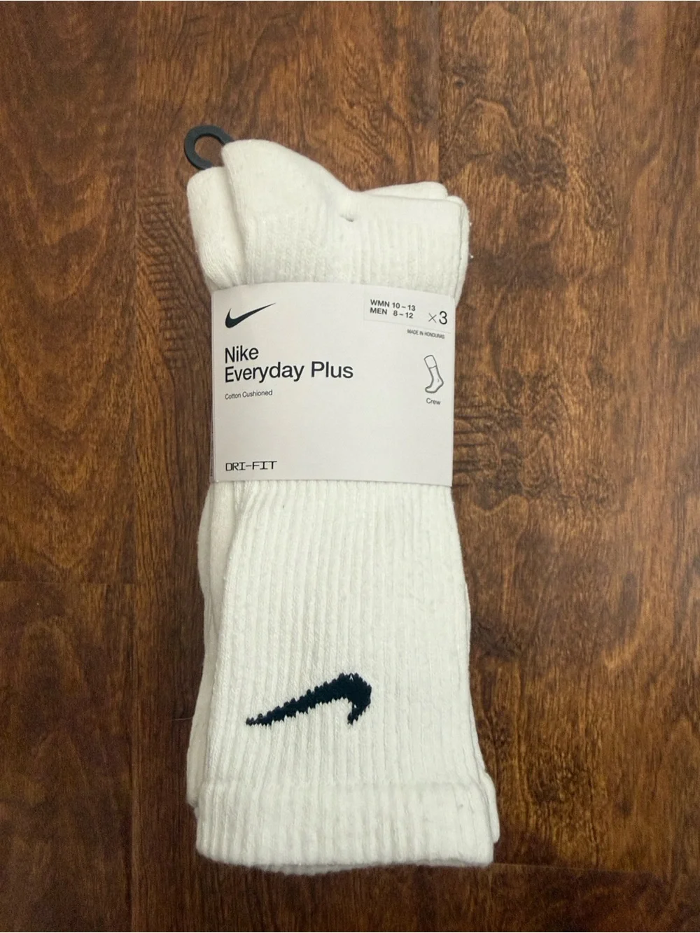 Nike White Crew Athletic Socks with Black Swoosh (3 Pack)